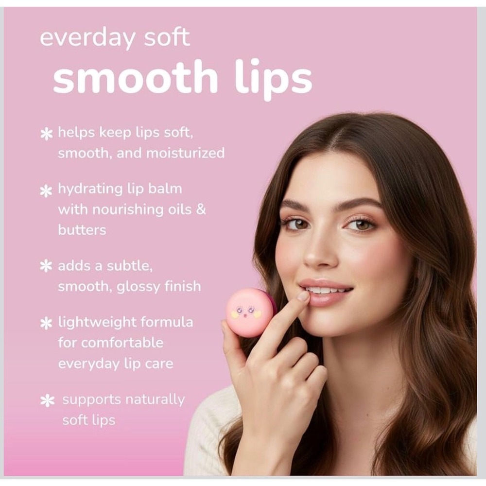 The Creme Shop Pink Cotton Candy Macaron Lip Balm Hyaluronic Acid Murumuru NEW